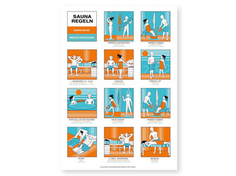 Sauna Baderegeltafel 3-sprachig Sauna Baderegeltafel 3-sprachig