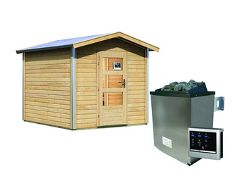 Saunahaus Bosse 1 mit Vorraum und moderner Tür SET Ofen 9 KW externe Strg easy Saunahaus Bosse 1 mit Vorraum und moderner Tür SET Ofen 9 KW externe Strg easy