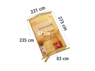 Saunahaus Bosse 1 mit Vorraum und moderner Tür SET Ofen 9 kW Bio externe Strg easy Saunahaus Bosse 1 mit Vorraum und moderner Tür SET Ofen 9 kW Bio externe Strg easy