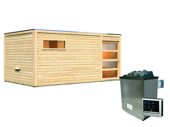 Saunahaus Hygge SET naturbelassen mit Ofen 9 KW externe Strg easy Saunahaus Hygge SET naturbelassen mit Ofen 9 KW externe Strg easy