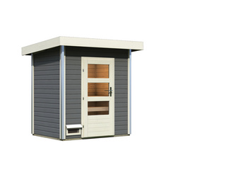 Saunahaus Jorgen mit moderner Tür terragrau 1960x1460x2280mm Saunahaus Jorgen mit moderner Tür terragrau 1960x1460x2280mm