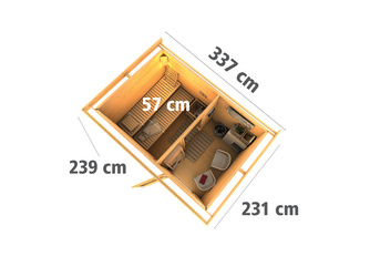 Saunahaus Skrollan 2 mit Milchglastür SET Ofen 9 kW Bio externe Strg easy Saunahaus Skrollan 2 mit Milchglastür SET Ofen 9 kW Bio externe Strg easy