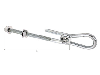 Schaukelhaken, galv. gelb verzinkt, zum Durchschrauben, Gewinde M12, Länge 200mm Schaukelhaken, galv. gelb verzinkt, zum Durchschrauben, Gewinde M12, Länge 200mm