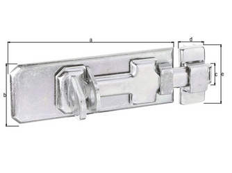 Sicherheits-Schlossriegel, m.flachem Griff, m.Schlaufe, gelb vz, Platte LxB140x55mm Sicherheits-Schlossriegel, m.flachem Griff, m.Schlaufe, gelb vz, Platte LxB140x55mm
