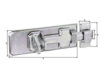 Sicherheits-Schlossriegel, m.flachem Griff, m.Schlaufe, gelb vz, Platte LxB 80x35mm Sicherheits-Schlossriegel, m.flachem Griff, m.Schlaufe, gelb vz, Platte LxB 80x35mm