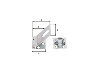Sicherheits-Überfalle, galv. gelb verzinkt, LxB Überfalle: 85x37, L Platte: 38mm Sicherheits-Überfalle, galv. gelb verzinkt, LxB Überfalle: 85x37, L Platte: 38mm