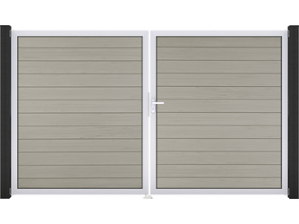 Solid Steckzaun Tor, Farbe: Bi-Color Weiß 2-flügelig, 300x180cm, Alurahmen Solid Steckzaun Tor, Farbe: Bi-Color Weiß 2-flügelig, 300x180cm, Alurahmen