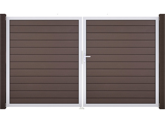 Solid Steckzaun Tor, Farbe: Terra 2-flügelig, 300x180cm, Alurahmen Solid Steckzaun Tor, Farbe: Terra 2-flügelig, 300x180cm, Alurahmen