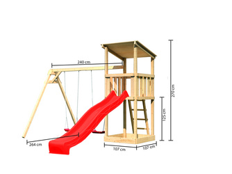 Spielturm Anna SET naturbelassen anbau und Rutsche rot Spielturm Anna SET naturbelassen anbau und Rutsche rot