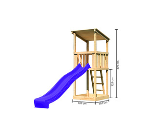 Spielturm Anna SET naturbelassen mit Rutsche violett Spielturm Anna SET naturbelassen mit Rutsche violett