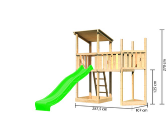 Spielturm Pultdach SET naturbelassen Anbauplattform Rutsche grün Spielturm Pultdach SET naturbelassen Anbauplattform Rutsche grün