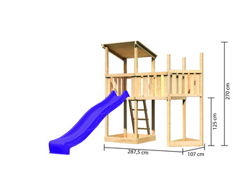 Spielturm Pultdach SET naturbelassen Anbauplattform Rutsche violett Spielturm Pultdach SET naturbelassen Anbauplattform Rutsche violett