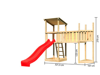Spielturm Pultdach SET naturbelassen Anbauplattform XL Rutsche rot Spielturm Pultdach SET naturbelassen Anbauplattform XL Rutsche rot