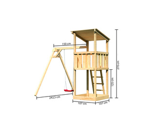Spielturm Pultdach SET naturbelassen mit Einzelschaukelanbau Spielturm Pultdach SET naturbelassen mit Einzelschaukelanbau