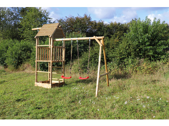 Spielturm "Sina" mit Doppelschaukel 390x180x300 cm, Nadelholz KDI Spielturm "Sina" mit Doppelschaukel 390x180x300 cm, Nadelholz KDI