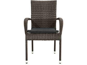Stapelstuhl mit Armlehnen MONACO Polyrattan-Geflecht anthrazit-grau-meliert Stapelstuhl mit Armlehnen MONACO Polyrattan-Geflecht anthrazit-grau-meliert