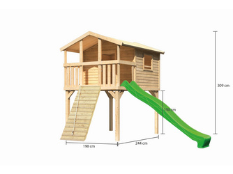 Stelzenhaus Benjamin SET naturbelassen mit Holzrampe Rutsche 3m grün Stelzenhaus Benjamin SET naturbelassen mit Holzrampe Rutsche 3m grün