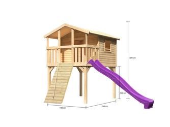 Stelzenhaus Benjamin mit Rutsche und Holzrampe naturbelassen Stelzenhaus Benjamin mit Rutsche und Holzrampe naturbelassen