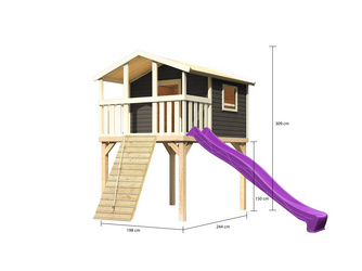 Stelzenhaus Benjamin mit Rutsche und Holzrampe terragrau Stelzenhaus Benjamin mit Rutsche und Holzrampe terragrau