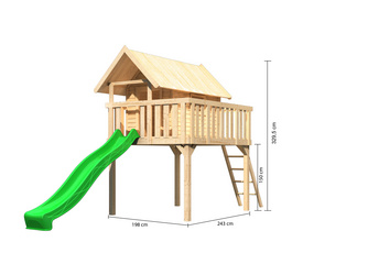 Stelzenhaus Fidel SET mit Wellenrutsche 3m grün Stelzenhaus Fidel SET mit Wellenrutsche 3m grün