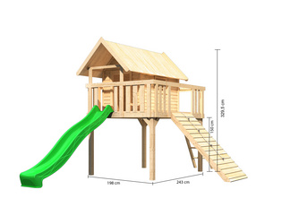 Stelzenhaus Fidel SET mit Wellenrutsche 3m grün Holzrampe Stelzenhaus Fidel SET mit Wellenrutsche 3m grün Holzrampe