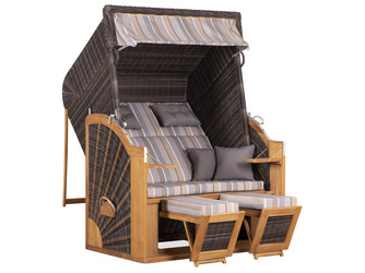 Strandkorb Classic XL SUN PE stone grey Des. 403 Teak Strandkorb Classic XL SUN PE stone grey Des. 403 Teak