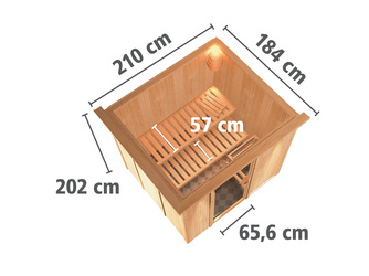 Systemsauna Daria mit Tür graphit und Kranz SET Ofen 3,6 kW Bio-Ofen externe Strg. Easy Systemsauna Daria mit Tür graphit und Kranz SET Ofen 3,6 kW Bio-Ofen externe Strg. Easy