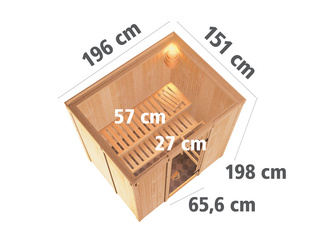 Systemsauna Fanja mit Klarglastür SET Ofen 3,6 kW Bio-Ofen externe Strg. Easy Systemsauna Fanja mit Klarglastür SET Ofen 3,6 kW Bio-Ofen externe Strg. Easy