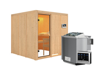 Systemsauna Rodin SET mit Ofen 9 kW Bio Edelstahl, ext. Strg Easy Systemsauna Rodin SET mit Ofen 9 kW Bio Edelstahl, ext. Strg Easy