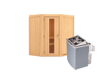 Systemsauna Taurin mit Energiespartür SET mit Ofen 4,5 kW integr. Str. 1700x1510x1980mm Systemsauna Taurin mit Energiespartür SET mit Ofen 4,5 kW integr. Str. 1700x1510x1980mm