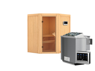 Systemsauna Taurin mit bronzierter Tür SET mit Ofen 4,5 kW Bio ext. Strg. 1700x1510x1980mm Systemsauna Taurin mit bronzierter Tür SET mit Ofen 4,5 kW Bio ext. Strg. 1700x1510x1980mm