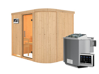 Systemsauna Titania 4 mit Klarglastür SET Ofen 9 kW Bio externe Strg easy Systemsauna Titania 4 mit Klarglastür SET Ofen 9 kW Bio externe Strg easy