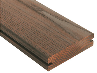 Terrassendiele Thermo-Esche beidseitig glatt, längsseitige Nut Terrassendiele Thermo-Esche beidseitig glatt, längsseitige Nut