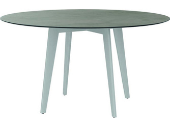 Tisch Ø 134 cm Aluminium weiß mit Tischplatte Silverstar 2.0 Dekor Zement hell Tisch Ø 134 cm Aluminium weiß mit Tischplatte Silverstar 2.0 Dekor Zement hell