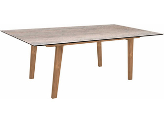Tisch 180x100cm Interno Teak Beine rechteckig mit Tischplatte Silverstar 2.0 Smoky Tisch 180x100cm Interno Teak Beine rechteckig mit Tischplatte Silverstar 2.0 Smoky