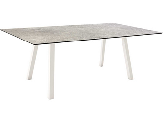 Tisch 180 x 100cm Interno Vierkantrohr Alum.weiß Tischplatte Silverstar 2.0 Vintage stone Tisch 180 x 100cm Interno Vierkantrohr Alum.weiß Tischplatte Silverstar 2.0 Vintage stone