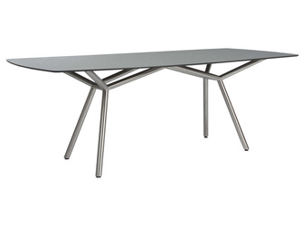 Tisch 220 x 100 cm Edelstahl Rundrohr mit Tischplatte Silverstar 2.0 Dekor uni grau Tisch 220 x 100 cm Edelstahl Rundrohr mit Tischplatte Silverstar 2.0 Dekor uni grau