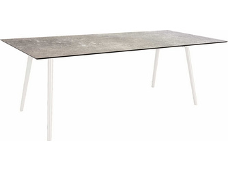 Tisch 220 x 100cm Interno Rundrohr konisch Alum. weiß/Tischplatte Silverstar 2.0 Vintage stone Tisch 220 x 100cm Interno Rundrohr konisch Alum. weiß/Tischplatte Silverstar 2.0 Vintage stone