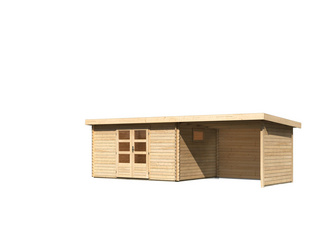Trittau 5 im Set mit Anbaudach 3,3 m mit Seiten-/ und Rückwand naturbelassen 2970x5390x2170mm Trittau 5 im Set mit Anbaudach 3,3 m mit Seiten-/ und Rückwand naturbelassen 2970x5390x2170mm