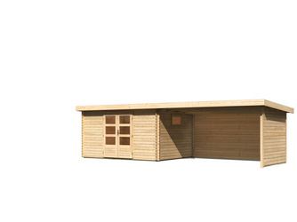 Trittau 5 im Set mit Anbaudach 4,4 m mit Seiten-/ und Rückwand naturbelassen 2970x7690x2170mm Trittau 5 im Set mit Anbaudach 4,4 m mit Seiten-/ und Rückwand naturbelassen 2970x7690x2170mm