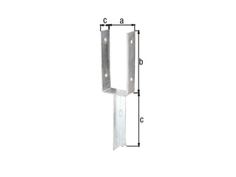 U-Pfostenträger/Betonanker T-Eisen, fvz, zEinbet., BxH 91x200mm, L Anker 200mm U-Pfostenträger/Betonanker T-Eisen, fvz, zEinbet., BxH 91x200mm, L Anker 200mm