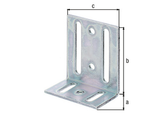 Verstellwinkel, mit Langloch, galv. gelb verzinkt, TxHxB 40x77x65mm Verstellwinkel, mit Langloch, galv. gelb verzinkt, TxHxB 40x77x65mm