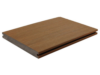 Terrassendiele WPC massiv Holzstruktur / glatt Teak - 23 x 210 mm Terrassendiele WPC massiv Holzstruktur / glatt Teak - 23 x 210 mm