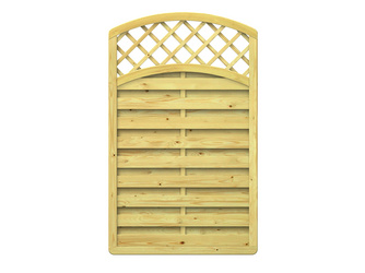 Sichtschutzzaun Holz natur " XL" Rundbogen mit Gitter Sichtschutzzaun Holz natur " XL" Rundbogen mit Gitter