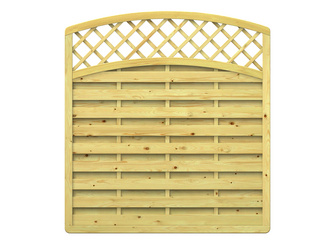 Sichtschutzzaun Holz natur " XL" Rundbogen mit Gitter Sichtschutzzaun Holz natur " XL" Rundbogen mit Gitter