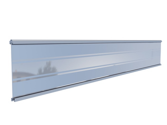 Zaunlamelle Ameland Glas matt/klar gestreift / Alu Silber 20x260x1793mm inkl. Adapterleisten Zaunlamelle Ameland Glas matt/klar gestreift / Alu Silber 20x260x1793mm inkl. Adapterleisten