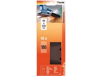 10 Schleifstreifen, HOLZ & METALL, Korund, 93x230mm, gelocht, TYP B, 180 10 Schleifstreifen, HOLZ & METALL, Korund, 93x230mm, gelocht, TYP B, 180