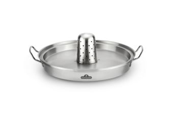 3 in 1 PRO Edelstahl Hähnchen-Halter mit Pfanne