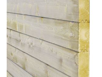 45x121mm Blockbohlen Fichte, HF 16% L=3,00m, Doppelnut und Feder, 4 Fasen technisch getrocknet 45x121mm Blockbohlen Fichte, HF 16% L=3,00m, Doppelnut und Feder, 4 Fasen technisch getrocknet
