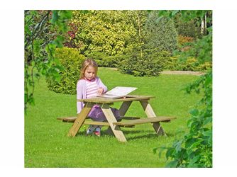 ANNA Kinderpicknicktisch, grün Kiefer 90x90x50cm